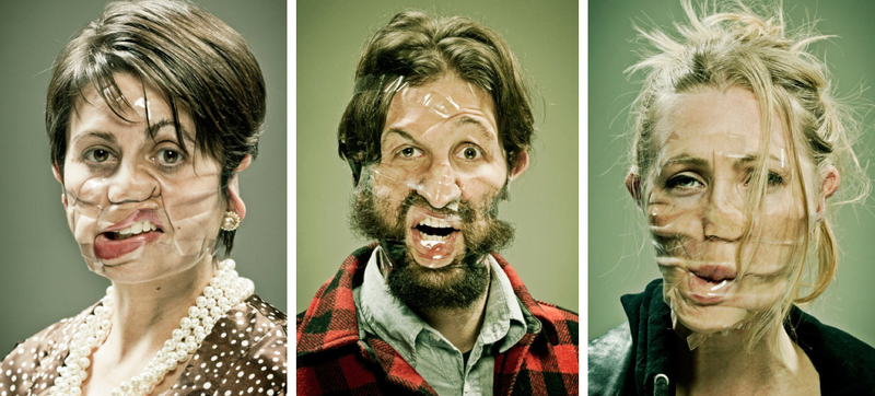 Illustration for article titled Portraits of people deformed by Scotch tape are hilariously freaky